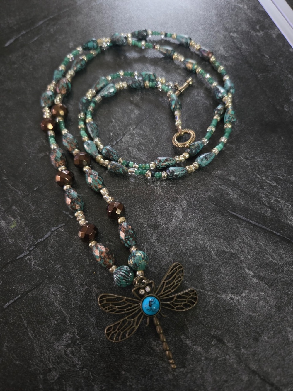 🧿Turquoise Dragonfly Beaded Necklace - Unbranded